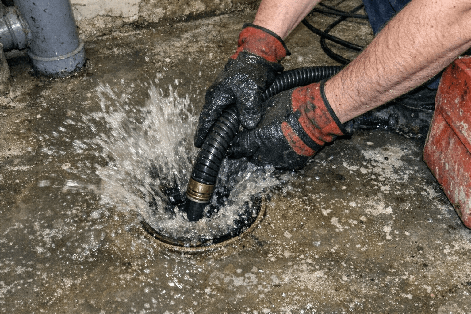 Hochdrucktechnik im Einsatz bei einem akuten Rückstau im Untergeschoss